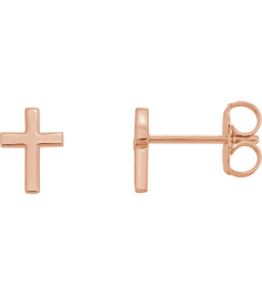 R17014 Earring 14K Rose 6 X 4 Mm Pair Friction Backs Included Polished Cross Earrings