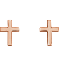 R17014 Earring 14K Rose 6 X 4 Mm Pair Friction Backs Included Polished Cross Earrings