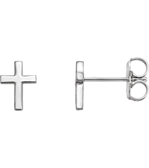 R17014 Earring Sterling Silver 6 X 4 Mm Pair Friction Backs Included Polished Cross Earrings