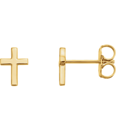 R17014 Earring 14K Yellow 6 X 4 Mm Pair Friction Backs Included Polished Cross Earrings
