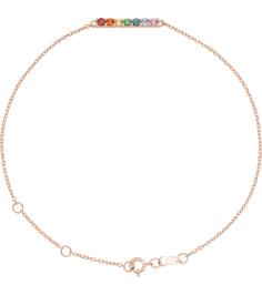 Brc881 Bracelet Set 14K Rose Round Natural Multi-Gemstone 2 Mm 6 12-7 12 In Polished Multi-Gemstone Bar Bracelet