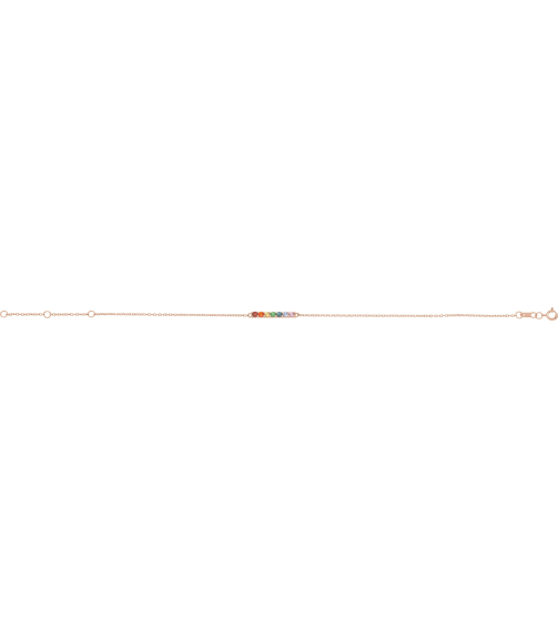 Brc881 Bracelet Set 14K Rose Round Natural Multi-Gemstone 2 Mm 6 12-7 12 In Polished Multi-Gemstone Bar Bracelet