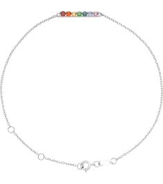 Brc881 Bracelet Set Sterling Silver Round Natural Multi-Gemstone 2 Mm 6 12-7 12 In Polished Multi-Gemstone Bar Bracelet