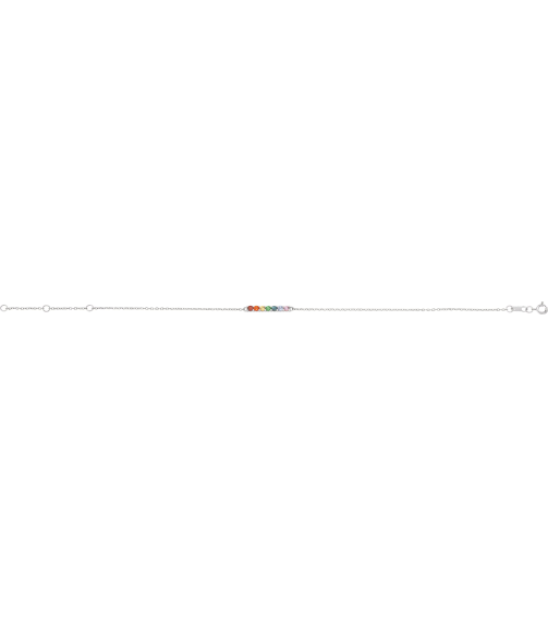 Brc881 Bracelet Set Sterling Silver Round Natural Multi-Gemstone 2 Mm 6 12-7 12 In Polished Multi-Gemstone Bar Bracelet