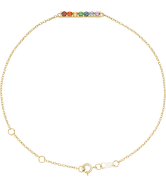 Brc881 Bracelet Set 14K Yellow Round Natural Multi-Gemstone 2 Mm 6 12-7 12 In Polished Natural Multi-Gemstone Adjustable Bracelet