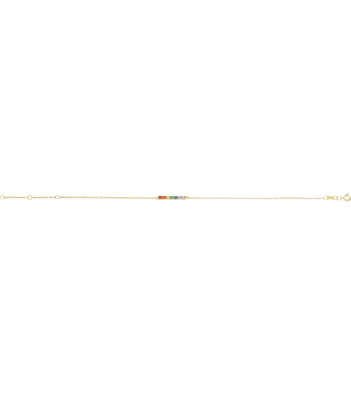 Brc881 Bracelet Set 14K Yellow Round Natural Multi-Gemstone 2 Mm 6 12-7 12 In Polished Natural Multi-Gemstone Adjustable Bracelet