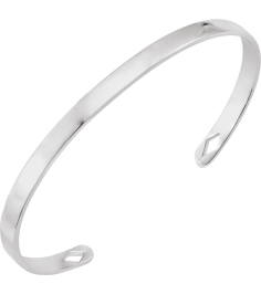 Brc892 14K White Diamond Polished Engravable Cuff Bracelet