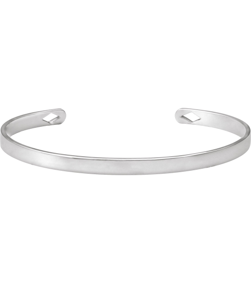 Brc892 14K White Diamond Polished Engravable Cuff Bracelet