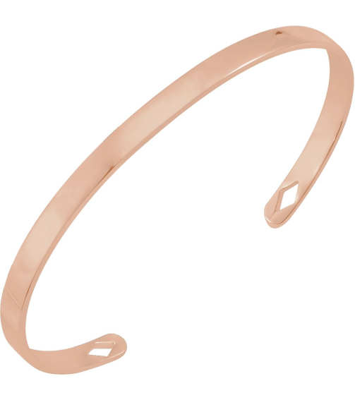Brc892 14K Rose Diamond Polished Engravable Cuff Bracelet
