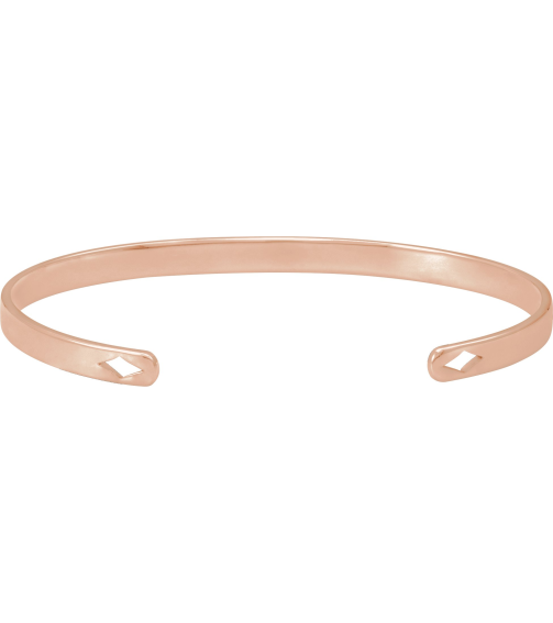 Brc892 14K Rose Diamond Polished Engravable Cuff Bracelet