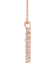 R42363 Necklace 14K Rose Set Natural Diamond Round 2Mm 13 Ctw I1, G-H 18.4 X 10.8 Mm Polished 13 Ctw Natural Diamond Cross 16-18 In Necklace