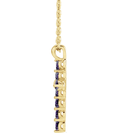 R42363 Necklace 14K Yellow Set Natural Alexandrite Round 2 Mm 18.4 X 10.8 Mm Polished Alexandrite Cross 16-18 In Necklace