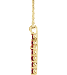 R42363 Necklace 14K Yellow Set Natural Ruby Round 2 Mm 18.4 X 10.8 Mm Polished Ruby Cross 16-18 In Necklace