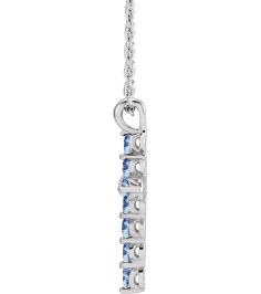 R42363 Necklace Platinum Set Natural Aquamarine Round 2 Mm 18.4 X 10.8 Mm Polished Aquamarine Cross 16-18 In Necklace