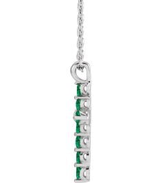 R42363 Necklace Platinum Set Lab-Grown Emerald Round 2 Mm 18.4 X 10.8 Mm Polished Lab-Grown Emerald Cross 16-18 In Necklace