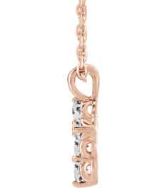 R42363 Necklace 14K Rose Set Natural White Sapphire Round 2 Mm 18.4 X 10.8 Mm Polished White Sapphire Cross 16-18 In Necklace