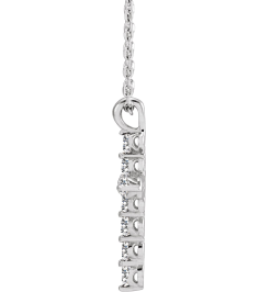 R42363 Necklace Sterling Silver Set Natural Diamond Round 2Mm 13 Ctw I1, G-H 18.4 X 10.8 Mm Polished 13 Ctw Natural Diamond Cross 16-18 In Necklace