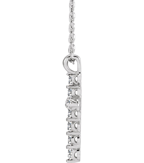 R42363 Necklace Sterling Silver Set Natural Diamond Round 2Mm 13 Ctw I1, G-H 18.4 X 10.8 Mm Polished 13 Ctw Natural Diamond Cross 16-18 In Necklace