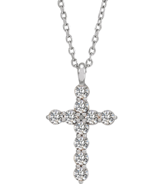 R42363 Necklace Platinum Set Natural Diamond Round 2Mm 13 Ctw Si2-Si3, G-H 18.4 X 10.8 Mm Polished 13 Ctw Natural Diamond Cross 16-18 In Necklace