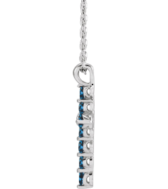 R42363 Necklace Platinum Set Lab-Grown Blue Sapphire Round 2 Mm 18.4 X 10.8 Mm Polished Lab-Grown Blue Sapphire Cross 16-18 In Necklace