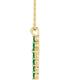 R42363 Necklace 14K Yellow Set Lab-Grown Emerald Round 2 Mm 18.4 X 10.8 Mm Polished Lab-Grown Emerald Cross 16-18 In Necklace
