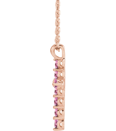 R42363 Necklace 14K Rose Set Natural Pink Tourmaline Round 2 Mm 18.4 X 10.8 Mm Polished Pink Tourmaline Cross 16-18 In Necklace