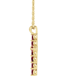 R42363 Necklace 14K Yellow Set Natural Mozambique Garnet Round 2 Mm 18.4 X 10.8 Mm Polished Mozambique Garnet Cross 16-18 In Necklace