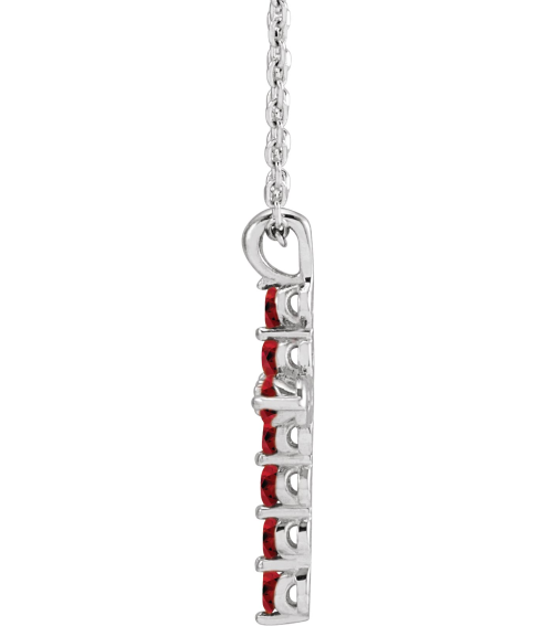R42363 Necklace 14K White Set Lab-Grown Ruby Round 2 Mm 18.4 X 10.8 Mm Polished Lab-Grown Ruby Cross 16-18 In Necklace