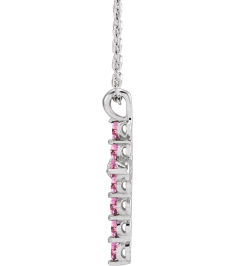 R42363 Necklace Platinum Set Natural Pink Tourmaline Round 2 Mm 18.4 X 10.8 Mm Polished Pink Tourmaline Cross 16-18 In Necklace