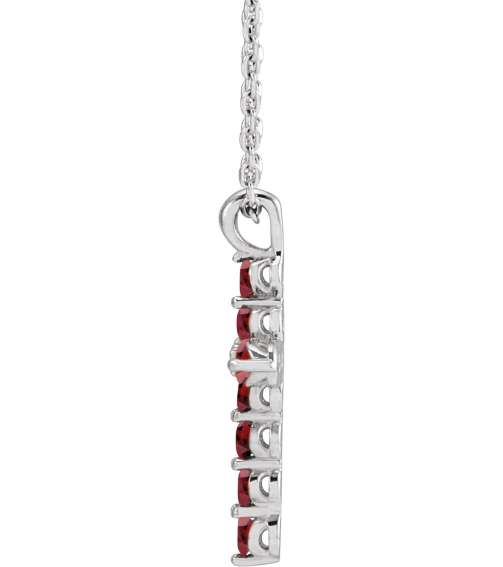 R42363 Necklace Platinum Set Natural Mozambique Garnet Round 2 Mm 18.4 X 10.8 Mm Polished Mozambique Garnet Cross 16-18 In Necklace