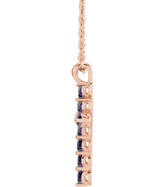 R42363 Necklace 14K Rose Set Lab-Grown Alexandrite Round 2 Mm 18.4 X 10.8 Mm Polished Lab-Grown Alexandrite Cross 16-18 In Necklace