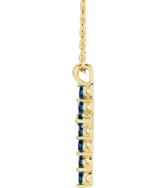 R42363 Necklace 14K Yellow Set Natural Blue Sapphire Round 2 Mm 18.4 X 10.8 Mm Polished Blue Sapphire Cross 16-18 In Necklace