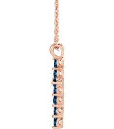 R42363 Necklace 14K Rose Set Lab-Grown Blue Sapphire Round 2 Mm 18.4 X 10.8 Mm Polished Lab-Grown Blue Sapphire Cross 16-18 In Necklace