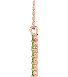 R42363 Necklace 14K Rose Set Natural Peridot Round 2 Mm 18.4 X 10.8 Mm Polished Peridot Cross 16-18 In Necklace