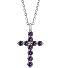 R42363 Necklace Platinum Set Natural Alexandrite Round 2 Mm 18.4 X 10.8 Mm Polished Alexandrite Cross 16-18 In Necklace