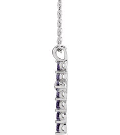 R42363 Necklace Platinum Set Natural Alexandrite Round 2 Mm 18.4 X 10.8 Mm Polished Alexandrite Cross 16-18 In Necklace