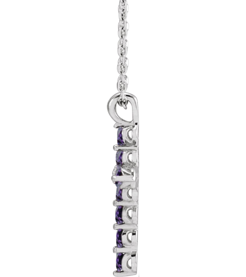 R42363 Necklace Platinum Set Natural Alexandrite Round 2 Mm 18.4 X 10.8 Mm Polished Alexandrite Cross 16-18 In Necklace