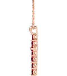 R42363 Necklace 14K Rose Set Lab-Grown Ruby Round 2 Mm 18.4 X 10.8 Mm Polished Lab-Grown Ruby Cross 16-18 In Necklace
