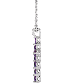 R42363 Necklace Platinum Set Natural Amethyst Round 2 Mm 18.4 X 10.8 Mm Polished Amethyst Cross 16-18 In Necklace