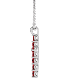 R42363 Necklace Platinum Set Lab-Grown Ruby Round 2 Mm 18.4 X 10.8 Mm Polished Lab-Grown Ruby Cross 16-18 In Necklace