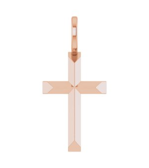 R50005 Pendant 14K Rose 18 X 9 Mm Polished Knife Edge Cross Pendant