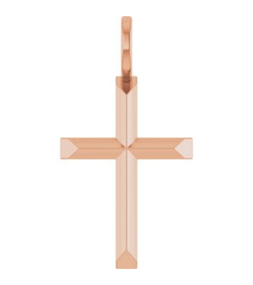 R50005 Pendant 14K Rose 20 X 11 Mm Polished Knife Edge Cross Pendant