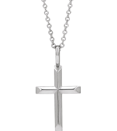 R50005 Necklace Sterling Silver 20 X 11 Mm 16-18 In Polished Knife Edge Cross Necklace