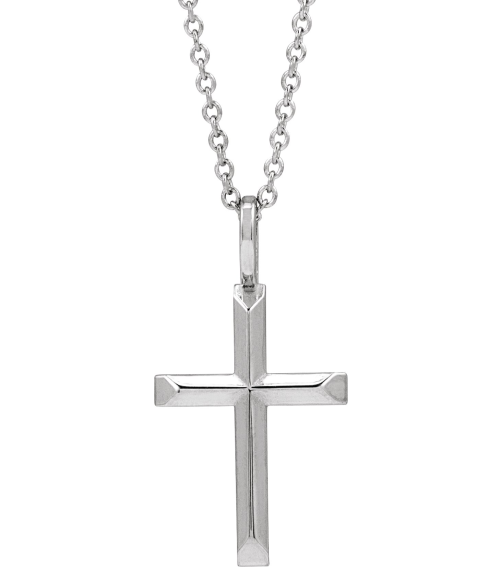R50005 Necklace Sterling Silver 20 X 11 Mm 16-18 In Polished Knife Edge Cross Necklace