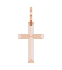 R50005 Necklace 14K Rose 18 X 9 Mm 16-18 In Polished Knife Edge Cross Necklace