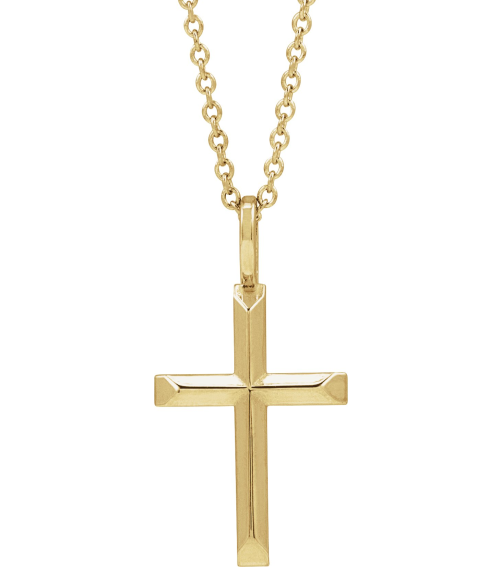R50005 Necklace 14K Yellow 20 X 11 Mm 16-18 In Polished Knife Edge Cross Necklace