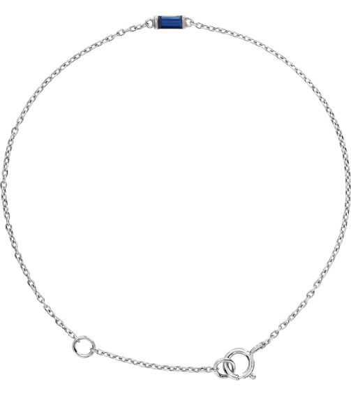 688877 Bracelet Set 14K White Straight Baguette Natural Blue Sapphire 4 X 2 Mm 6 12-7 12 In Polished Natural Blue Sapphire Baguette Bracelet