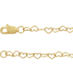 Ch1207 14K Yellow Heart 3.2 Mm 9 In Lobster Clasp Polished Heart Chain