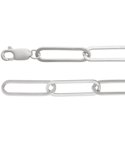 Ch1208 Sterling Silver Paperclip-Style 6.2 Mm 7 In Lobster Clasp Polished Paperclip-Style Chain