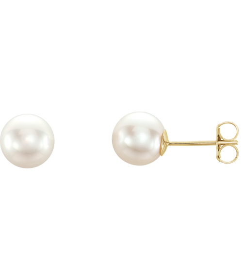 61103 Earring Set Cultured White Akoya Pearl Pearl 7 Mm 14K Yellow Pair Friction Backs Included Polished Cultured Akoya Pearl Earrings